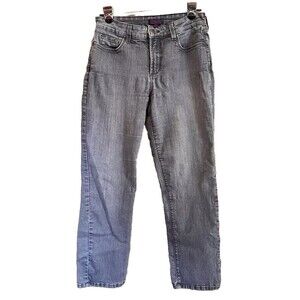 NYDJ Marilyn Straight Stretch Lift & Tuck Shaping Denim Jeans Womens 8P Gray Y2K